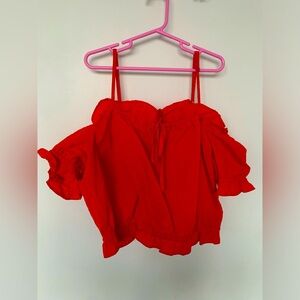 Francesca’s off-the-shoulder red crop top